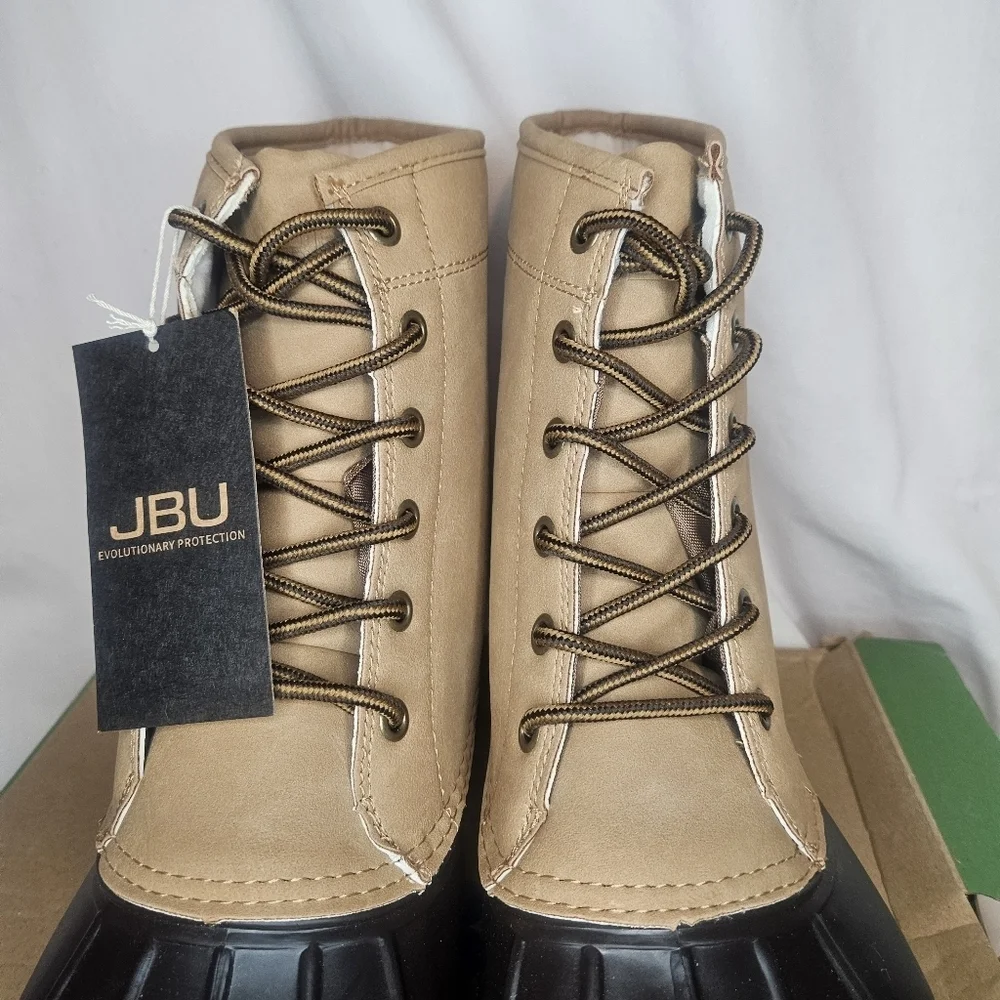 JBU Maine Waterproof Winter Duck Boot Dark Brown Beige NWT 13M Retail $80